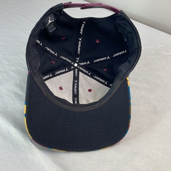 Jordan Nike Jumpman Bordeaux Print Bill Snap Back Hat Black Multicolor Brim O/S - Picture 6 of 10